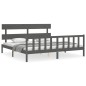 vidaXL Estructura de cama con cabecero madera maciza gris 200x200 cm vidaXL Estructura de cama con cabecero madera maciza gris 200x200 cm