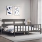 vidaXL Estructura de cama con cabecero madera maciza gris 200x200 cm vidaXL Estructura de cama con cabecero madera maciza gris 200x200 cm