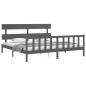 vidaXL Estructura de cama con cabecero madera maciza gris 200x200 cm vidaXL Estructura de cama con cabecero madera maciza gris 200x200 cm