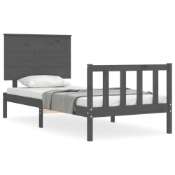 vidaXL Estructura de cama con cabecero madera maciza gris