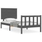 vidaXL Estructura de cama con cabecero madera maciza gris vidaXL Estructura de cama con cabecero madera maciza gris