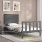 vidaXL Estructura de cama con cabecero madera maciza gris vidaXL Estructura de cama con cabecero madera maciza gris