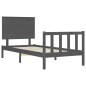 vidaXL Estructura de cama con cabecero madera maciza gris vidaXL Estructura de cama con cabecero madera maciza gris