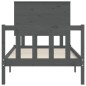 vidaXL Estructura de cama con cabecero madera maciza gris vidaXL Estructura de cama con cabecero madera maciza gris