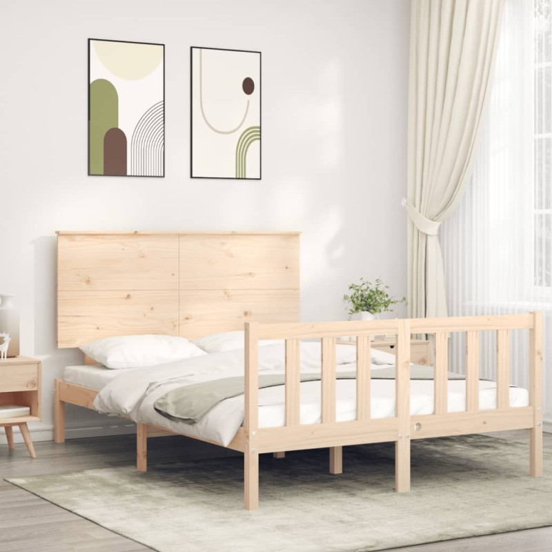 vidaXL Estructura de cama con cabecero madera maciza 120x200 cm vidaXL Estructura de cama con cabecero madera maciza 120x200 cm