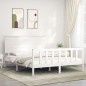 vidaXL Estructura de cama con cabecero madera maciza blanco 160x200 cm vidaXL Estructura de cama con cabecero madera maciza blanco 160x200 cm
