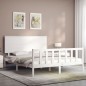 vidaXL Estructura de cama con cabecero madera maciza blanco 160x200 cm vidaXL Estructura de cama con cabecero madera maciza blanco 160x200 cm