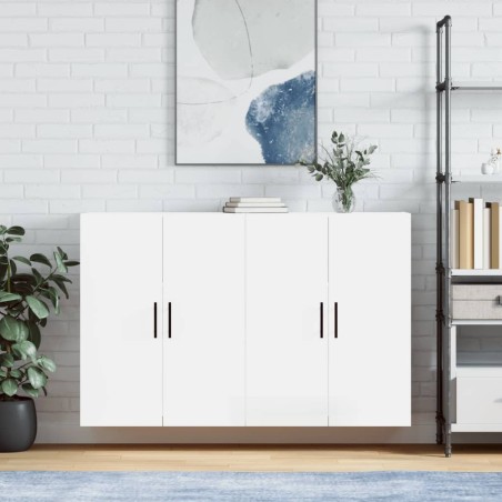 vidaXL Armario de pared 2 unidades blanco brillante 69,5x34x90 cm