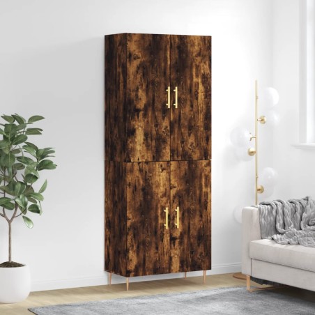 vidaXL Aparador alto madera contrachapada roble ahumado 69,5x34x180 cm