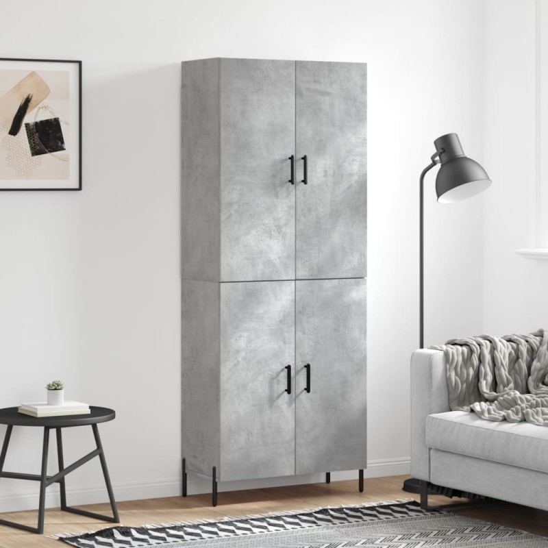 vidaXL Aparador alto madera contrachapada gris hormigón 69,5x34x180 cm vidaXL Aparador alto madera contrachapada gris hormigón 69,5x34x180 cm