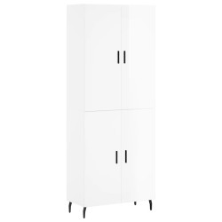 vidaXL Aparador alto madera contrachapada blanco brillo 69,5x34x180 cm