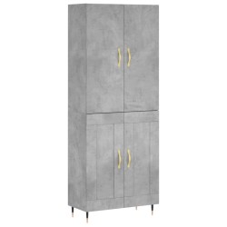 vidaXL Aparador alto madera contrachapada gris hormigón 69,5x34x180 cm