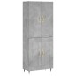 vidaXL Aparador alto madera contrachapada gris hormigón 69,5x34x180 cm