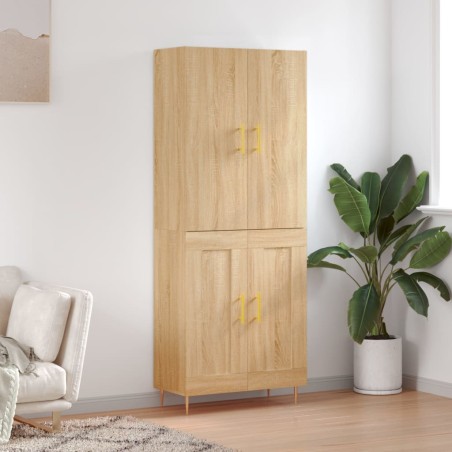 vidaXL Aparador alto madera contrachapada color roble 69,5x34x180 cm