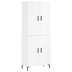 vidaXL Aparador alto madera contrachapada blanco brillo 69,5x34x180 cm