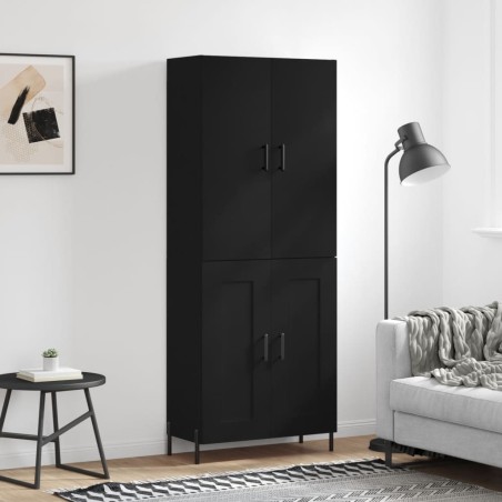 vidaXL Aparador alto madera contrachapada negro 69,5x34x180 cm