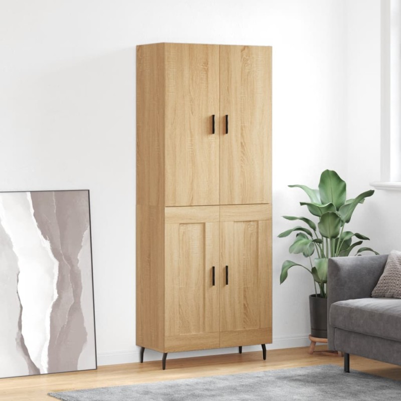 vidaXL Aparador alto madera contrachapada color roble 69,5x34x180 cm