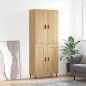 vidaXL Aparador alto madera contrachapada color roble 69,5x34x180 cm