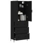 vidaXL Aparador alto madera contrachapada negro 69,5x34x180 cm
