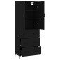 vidaXL Aparador alto madera contrachapada negro 69,5x34x180 cm