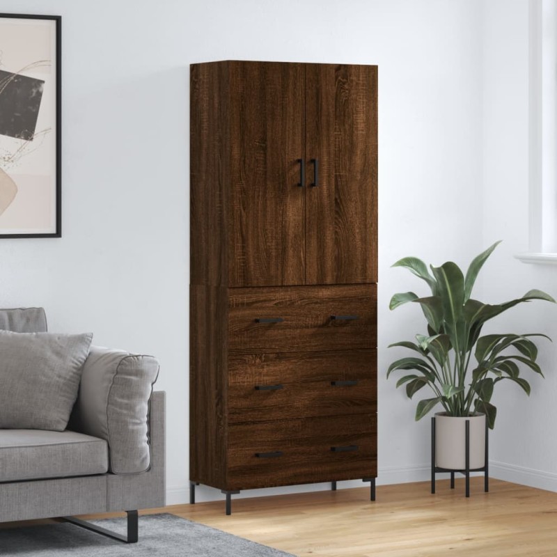 vidaXL Aparador alto madera contrachapada marrón roble 69,5x34x180 cm vidaXL Aparador alto madera contrachapada marrón roble 69,5x34x180 cm