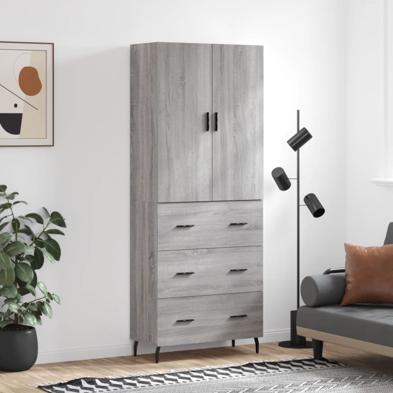 vidaXL Aparador alto madera contrachapada gris sonoma 69,5x34x180 cm vidaXL Aparador alto madera contrachapada gris sonoma 69,5x34x180 cm