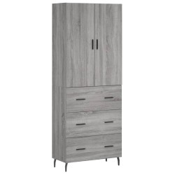 vidaXL Aparador alto madera contrachapada gris sonoma 69,5x34x180 cm