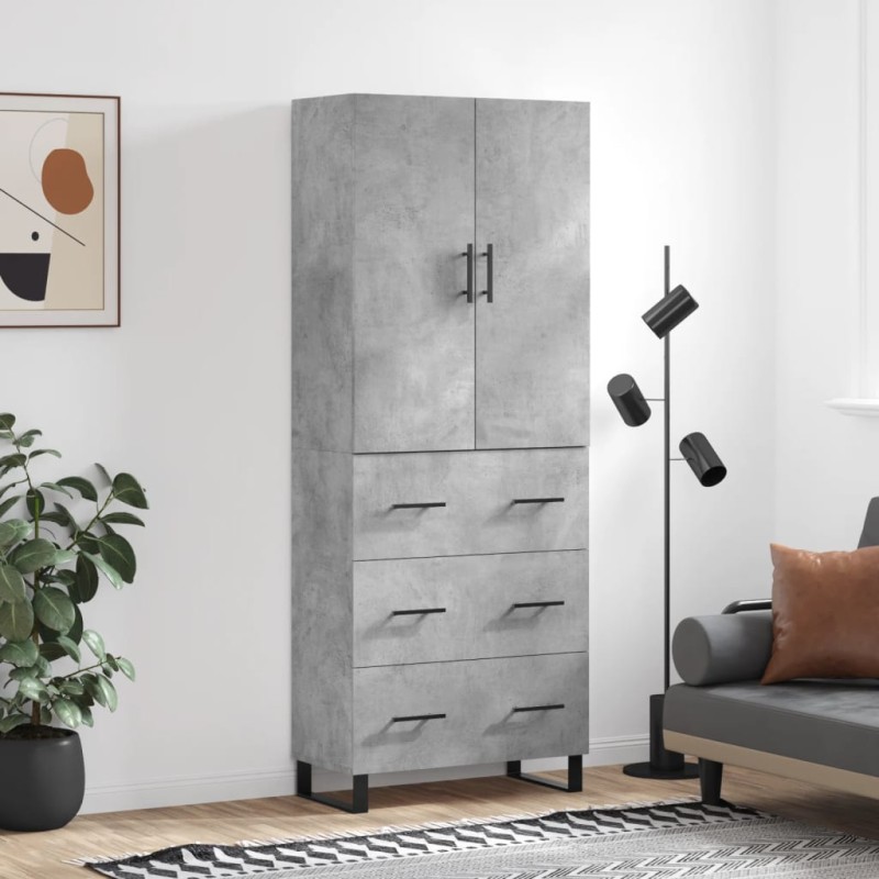 vidaXL Aparador alto madera contrachapada gris hormigón 69,5x34x180 cm vidaXL Aparador alto madera contrachapada gris hormigón 69,5x34x180 cm