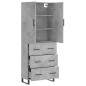 vidaXL Aparador alto madera contrachapada gris hormigón 69,5x34x180 cm vidaXL Aparador alto madera contrachapada gris hormigón 69,5x34x180 cm