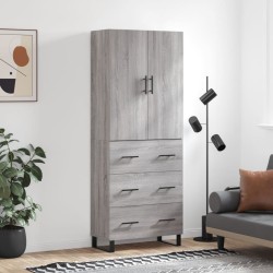 vidaXL Aparador alto madera contrachapada gris sonoma 69,5x34x180 cm