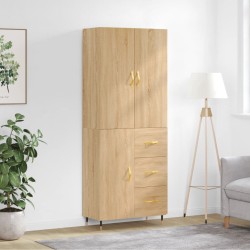 vidaXL Aparador alto madera contrachapada color roble 69,5x34x180 cm