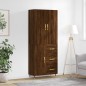 vidaXL Aparador alto madera contrachapada marrón roble 69,5x34x180 cm vidaXL Aparador alto madera contrachapada marrón roble 69,5x34x180 cm