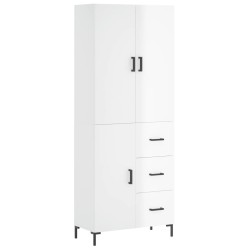 vidaXL Aparador alto madera contrachapada blanco brillo 69,5x34x180 cm
