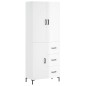 vidaXL Aparador alto madera contrachapada blanco brillo 69,5x34x180 cm