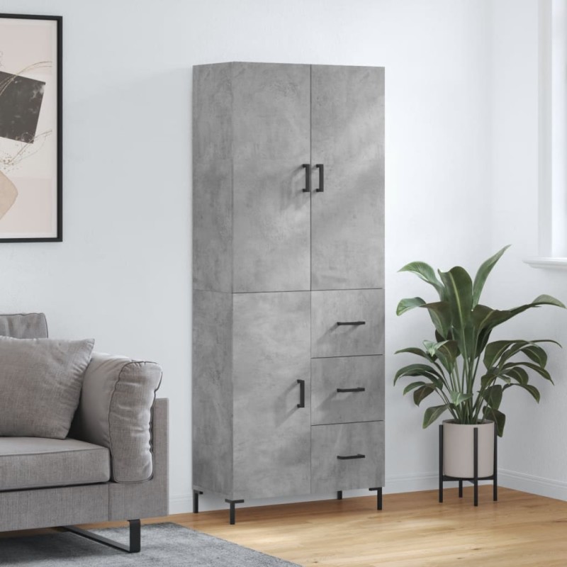 vidaXL Aparador alto madera contrachapada gris hormigón 69,5x34x180 cm vidaXL Aparador alto madera contrachapada gris hormigón 69,5x34x180 cm