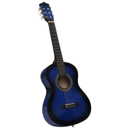 vidaXL Guitarra clásica para niños y principiantes azul 1/2 34"    