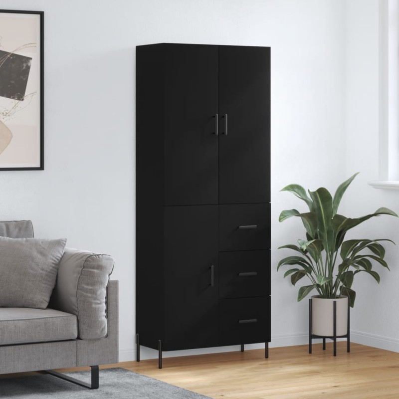 vidaXL Aparador alto madera contrachapada negro 69,5x34x180 cm vidaXL Aparador alto madera contrachapada negro 69,5x34x180 cm