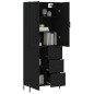 vidaXL Aparador alto madera contrachapada negro 69,5x34x180 cm vidaXL Aparador alto madera contrachapada negro 69,5x34x180 cm