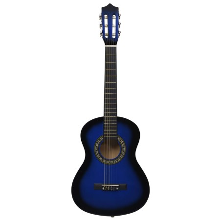 vidaXL Guitarra clásica para niños y principiantes azul 1/2 34"    