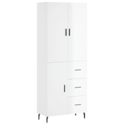 vidaXL Aparador alto madera contrachapada blanco brillo 69,5x34x180 cm