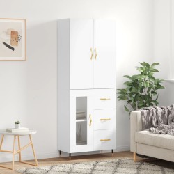 vidaXL Aparador alto madera contrachapada blanco brillo 69,5x34x180 cm