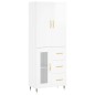 vidaXL Aparador alto madera contrachapada blanco brillo 69,5x34x180 cm