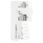 vidaXL Aparador alto madera contrachapada blanco brillo 69,5x34x180 cm