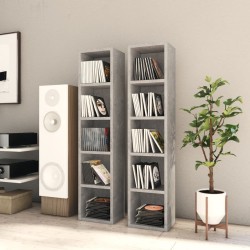 vidaXL Estantería de CD 2 uds gris hormigón contrachapada 21x16x93,5cm