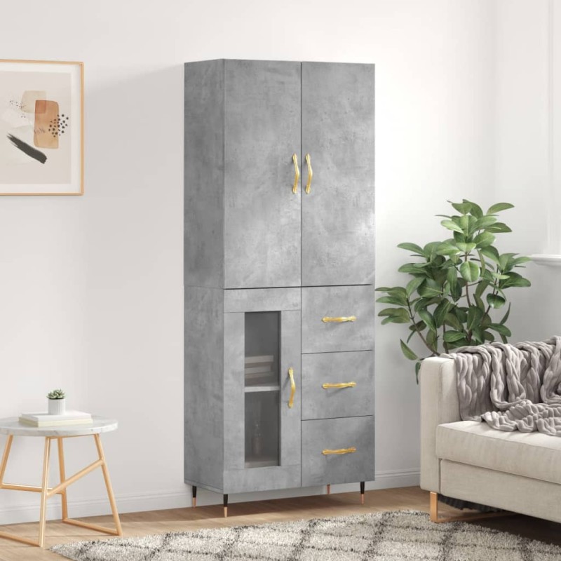 vidaXL Aparador alto madera contrachapada gris hormigón 69,5x34x180 cm vidaXL Aparador alto madera contrachapada gris hormigón 69,5x34x180 cm