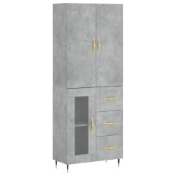 vidaXL Aparador alto madera contrachapada gris hormigón 69,5x34x180 cm