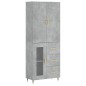 vidaXL Aparador alto madera contrachapada gris hormigón 69,5x34x180 cm vidaXL Aparador alto madera contrachapada gris hormigón 69,5x34x180 cm