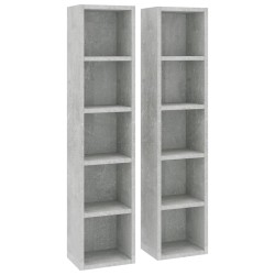 vidaXL Estantería de CD 2 uds gris hormigón contrachapada 21x16x93,5cm