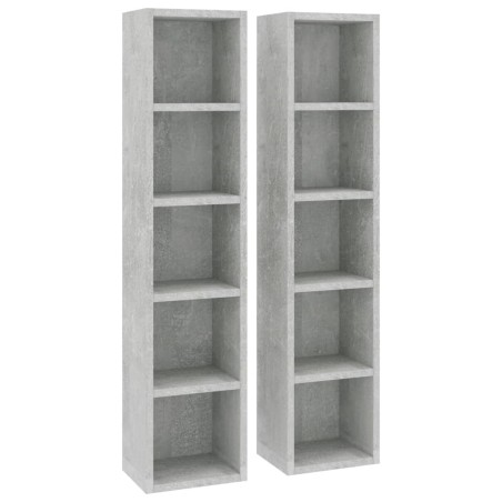vidaXL Estantería de CD 2 uds gris hormigón contrachapada 21x16x93,5cm