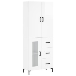 vidaXL Aparador alto madera contrachapada blanco brillo 69,5x34x180 cm